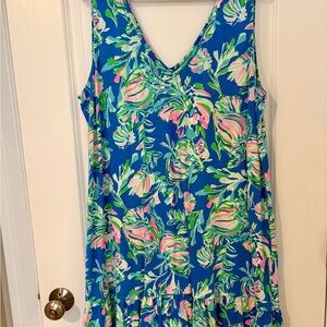 Lilly Pulitzer Tropical Print dress in Blue and Green XXL